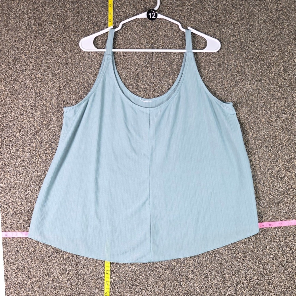 Unbranded Tank Top Women XL Blue Sage Ribbed Scoop Neck Spaghetti Strap Camisole